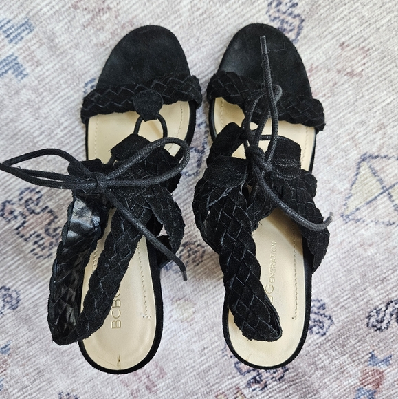 MOVING SALE BCBGeneration Lorette-X Black Suede Lace Up Sandals Size 8M - Picture 9 of 12